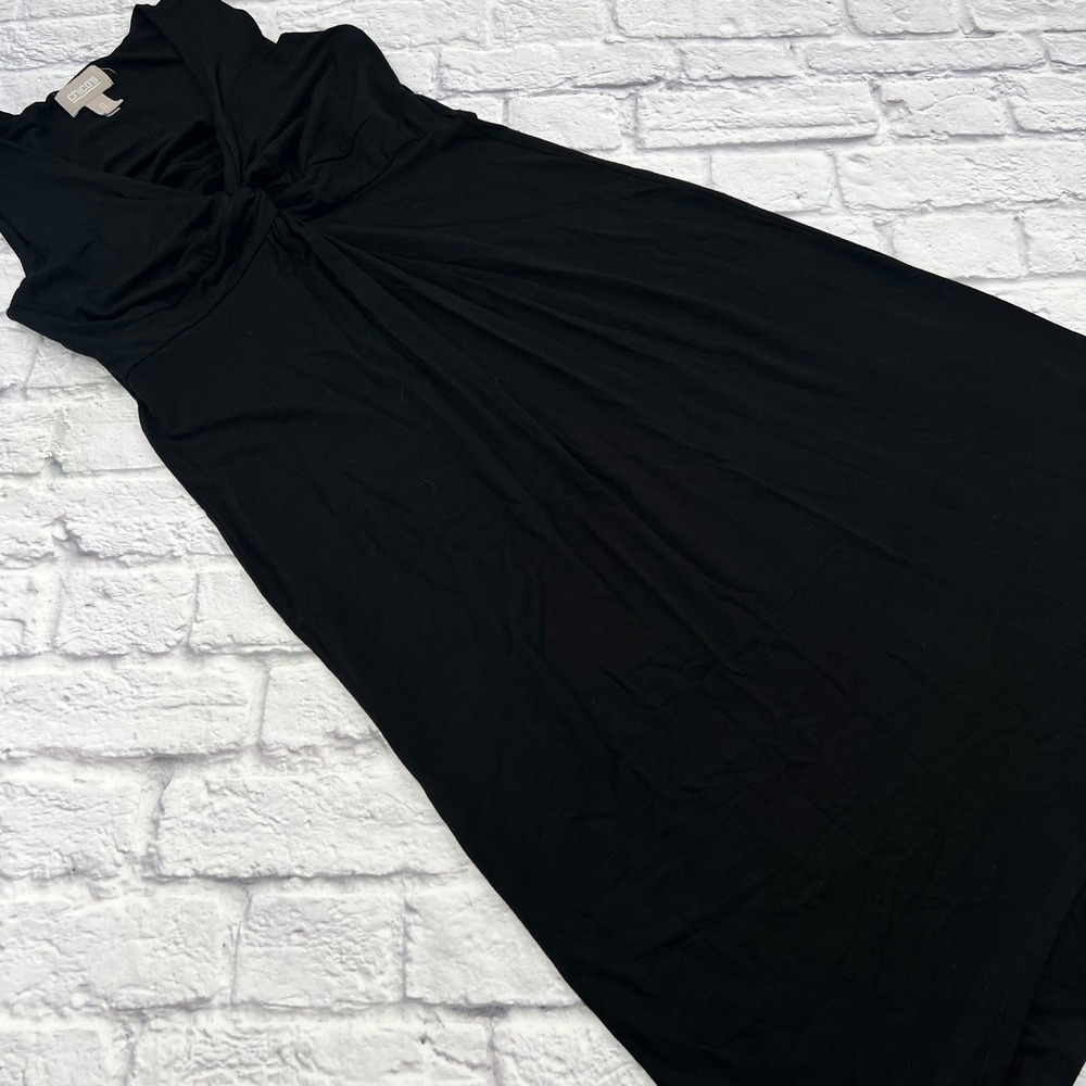 Chicos Black Tank Dress Midi Empire Waist Sleeveless Womens Size 0 XS/4